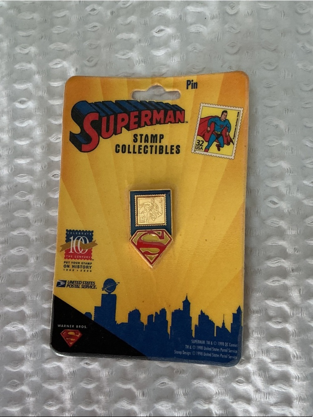 Superman Stamp Collectibles Pin USPS DC Comics Superman Stamp Collectible
